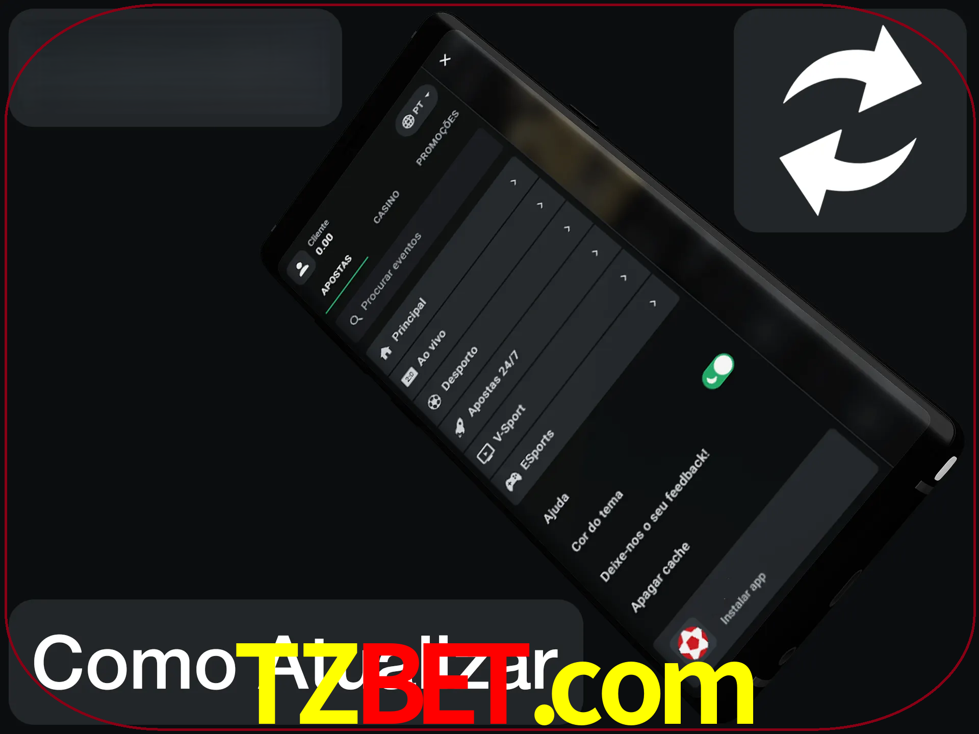 O aplicativo é atualizado automaticamente quando você faz o login.
