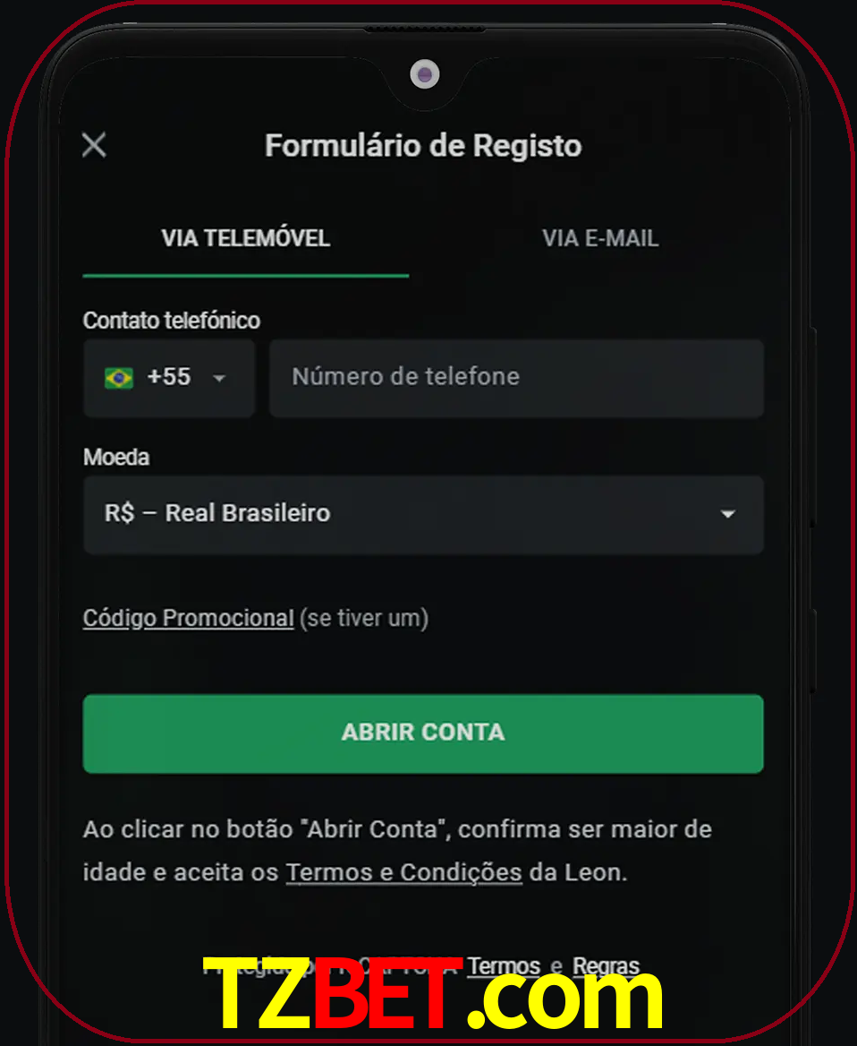 Abra o aplicativo e inicie o processo de registro.