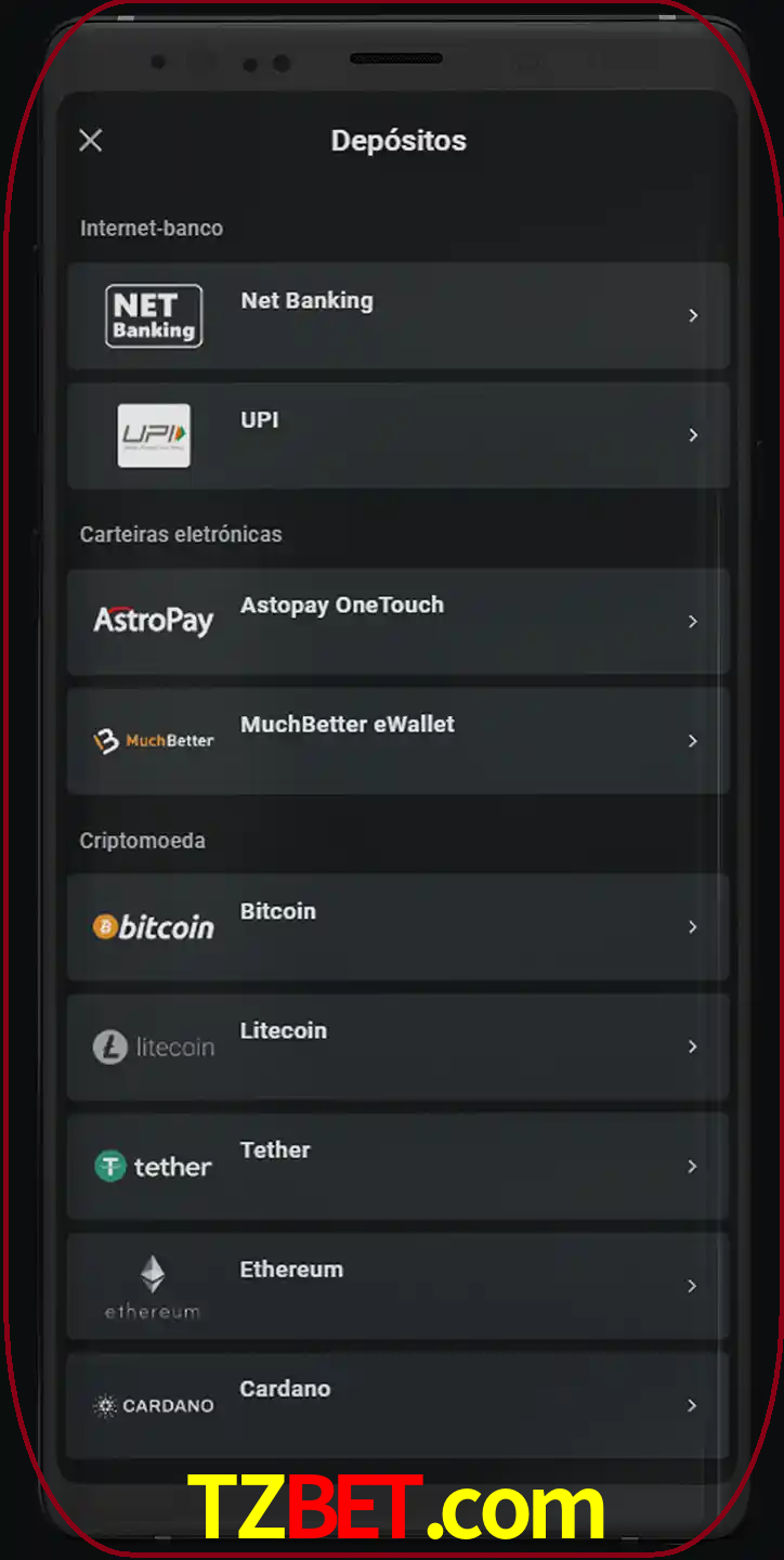 Você pode usar métodos alternativos de depósito.